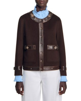 Greenwich Wool Blend Leather Trim Jacket | Bloomingdale's (US)