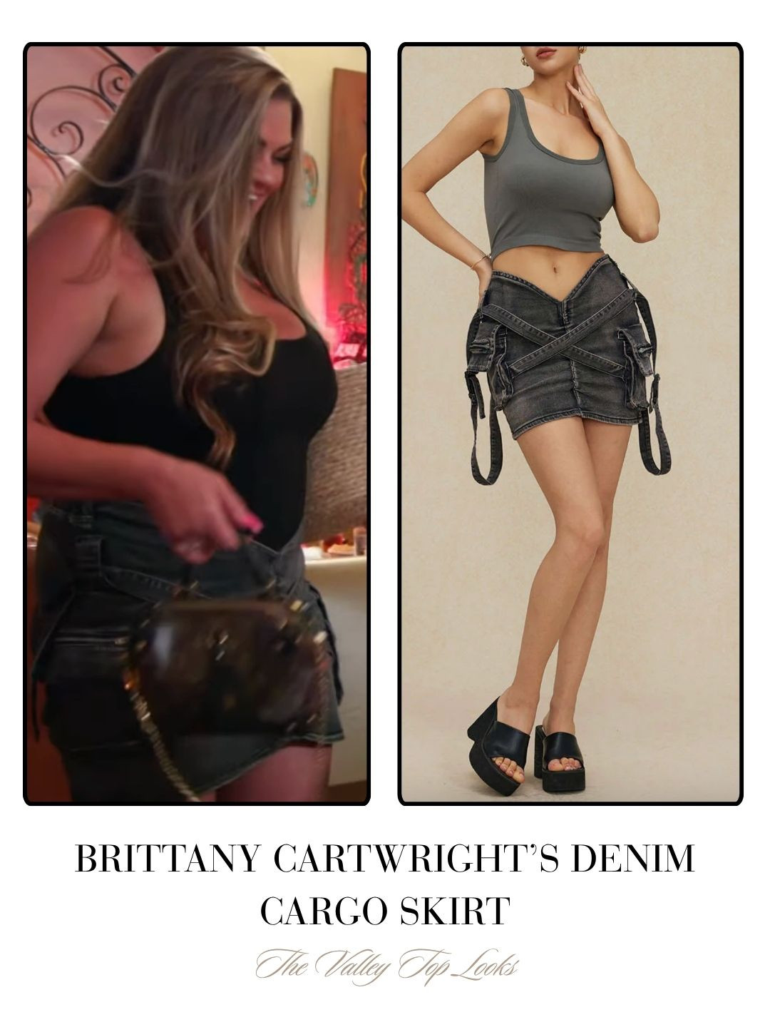 Brittany Cartwright's Black Denim Cargo Skirt The Valley Season 3 Episode 1 

 