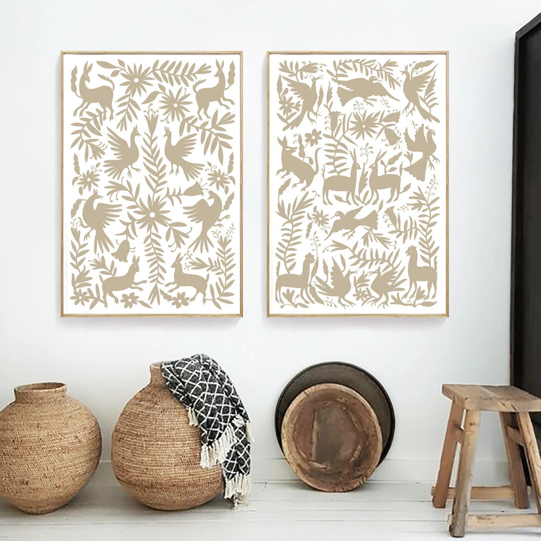 Set of two prints/Otomi mexico/Mexico print/Otomi hanging/Dorm wall hanging/Otomi/Mexican folk ar... | Etsy (US)