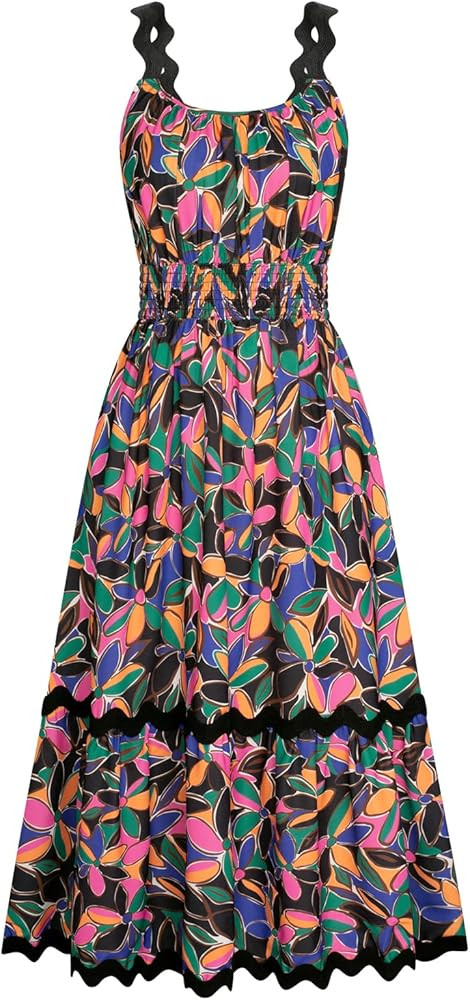 GRACE KARIN Womens 2025 Summer Floral Dress Casual Spaghetti Strap Flowy Outfit RIC Rac Trim Sund... | Amazon (US)