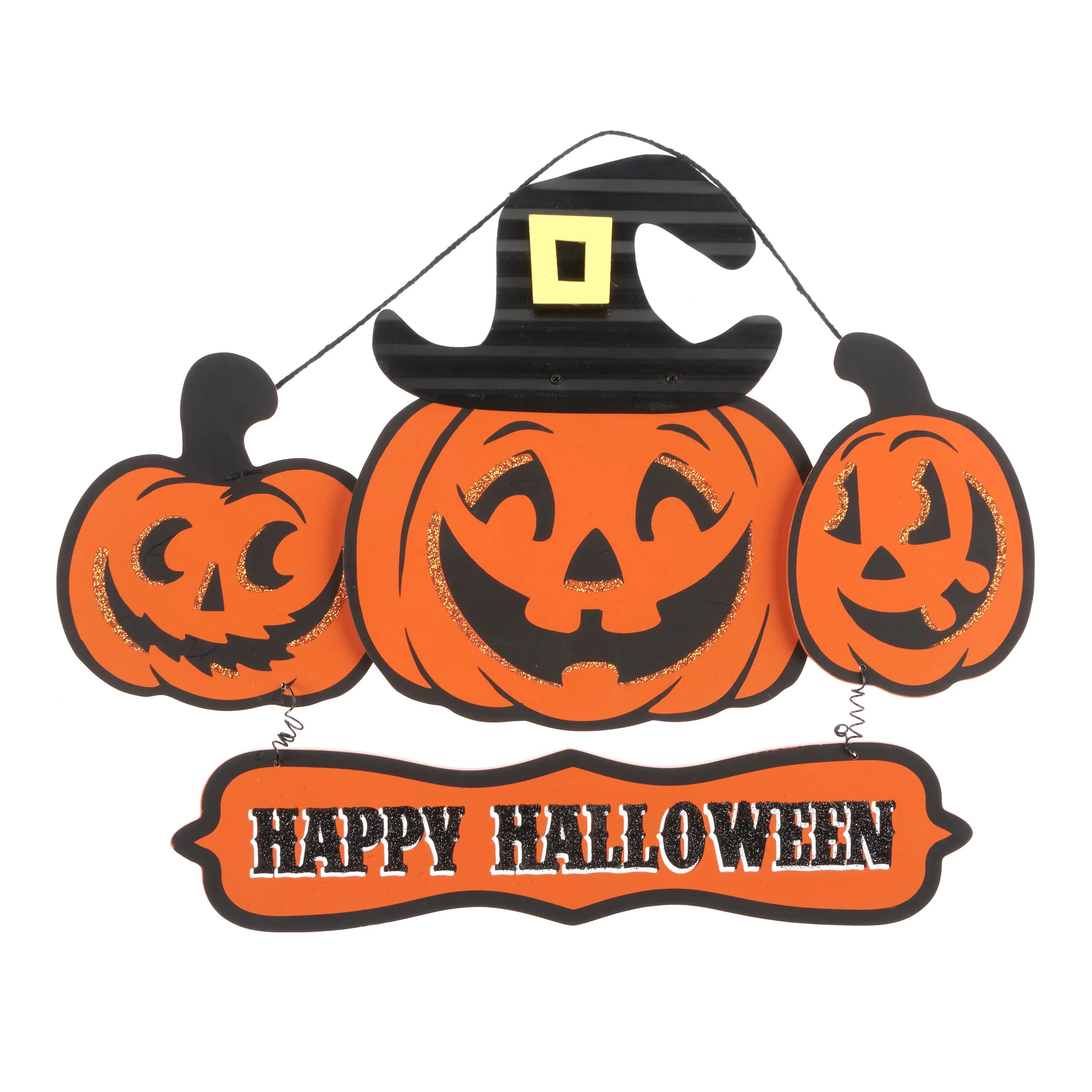 Way To Celebrate Halloween Hanging Wall Sign, Pumpkin Trio | Walmart (US)