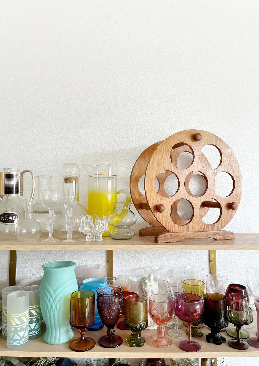 Mid Century Modern Round Solid Wood Wine Bottle Rack Holder - Etsy | Etsy (US)