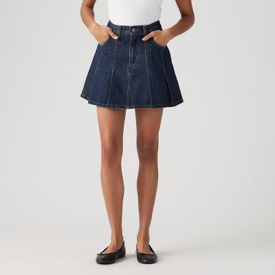 Levi's® Women's Pleated Mini Skirt - Remember Together 34: Denim, Mid Rise, Fly Button, Zipper C... | Target