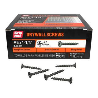 #6 x 1-1/4 in. #2 Phillips Bugle Head Coarse Thread Sharp Point Drywall Screws 1 lb. Box | The Home Depot