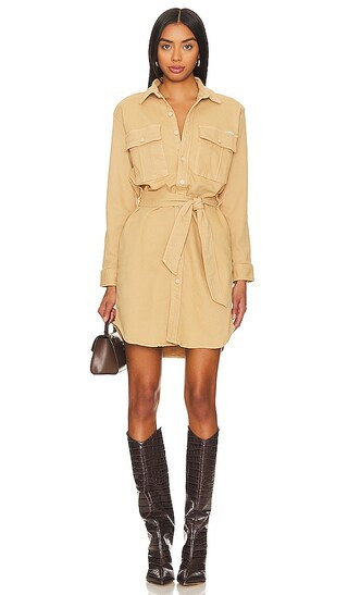 The Cadet Mini Shirt Dress in Sand | Revolve Clothing (Global)