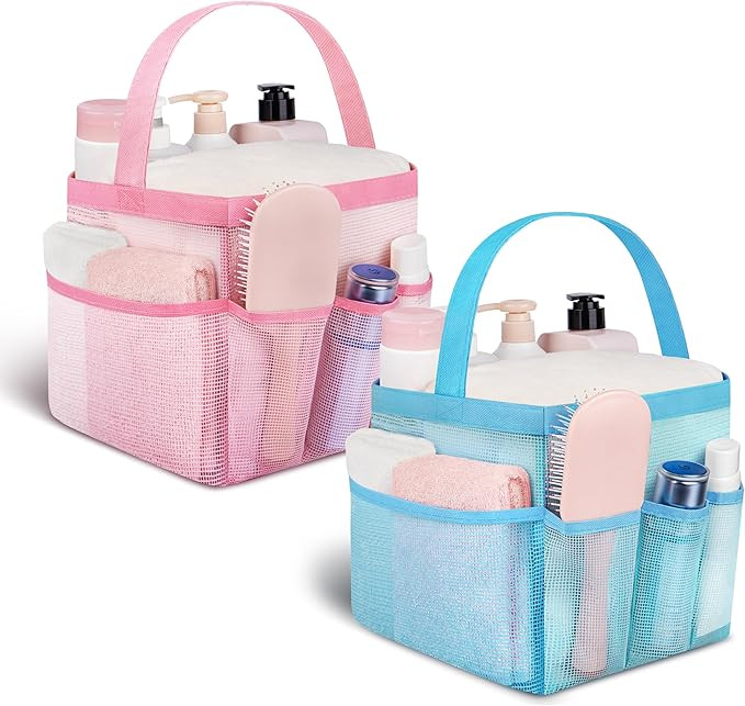 Mesh Shower Caddy Portable for College Dorm Room Camping Essentials, Shower Caddy Dorm with 9-Poc... | Amazon (US)