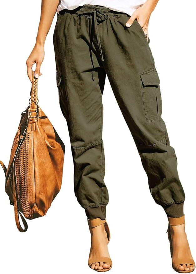 Ohvera Women's All Occasions Paper Bag Waist Pants Trousers with Tie Pockets | Amazon (US)