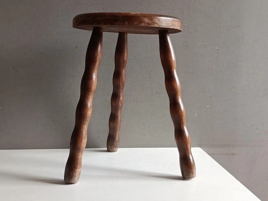 French Vintage Bobbin Wood Stool Mid Century / Rustic Farmhouse Primitiv Kitchen Decor / Milking ... | Etsy (US)