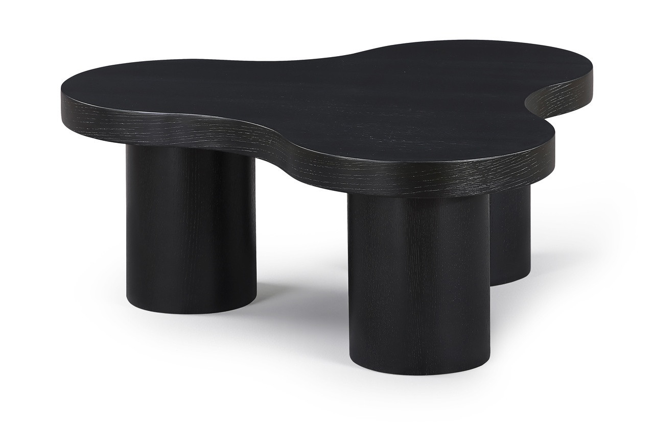 Cove Oak Veneer and Solid Wood Coffee Table In Black | 1stopbedrooms