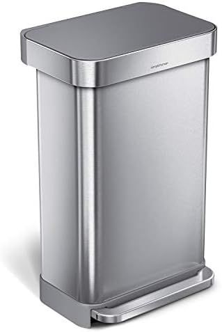 simplehuman 45 Liter / 12 Gallon Liter Rectangular Hands-Free Kitchen Step Trash Can with Soft-Cl... | Amazon (US)