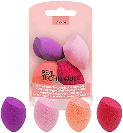 Real Techniques Mini Miracle Complexion Sponge Makeup Blender, Set of 4 Beauty Sponges | Amazon (US)