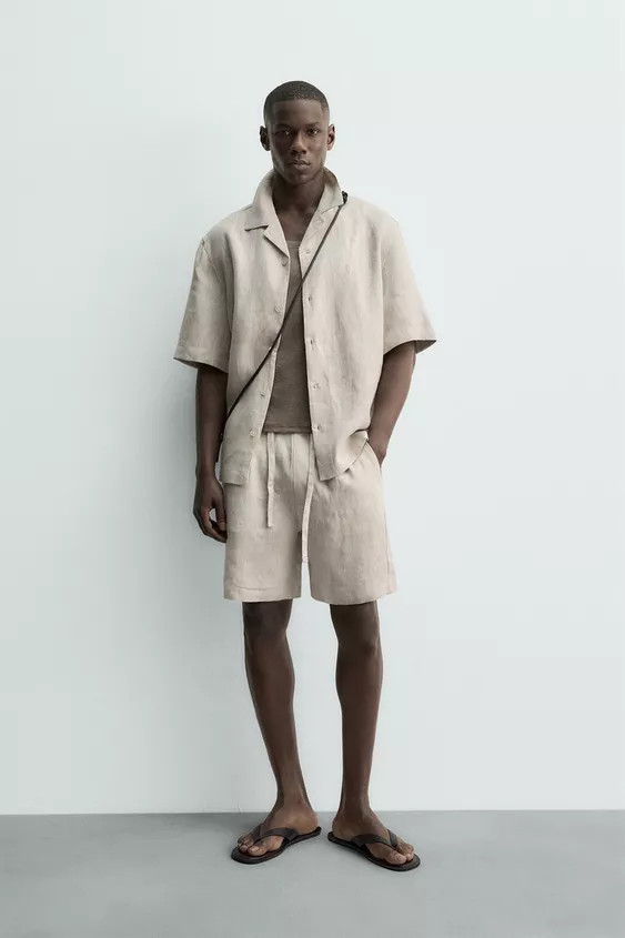 100% LINEN RELAXED FIT SHORTS | Zara US