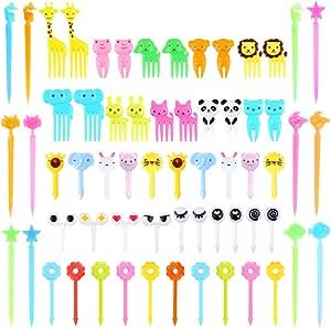 86 Pcs Animal Food Picks for Kids, Fun Bento Picks, Cute Cartoon Animal Fruit Food Toothpicks, Lu... | Amazon (US)