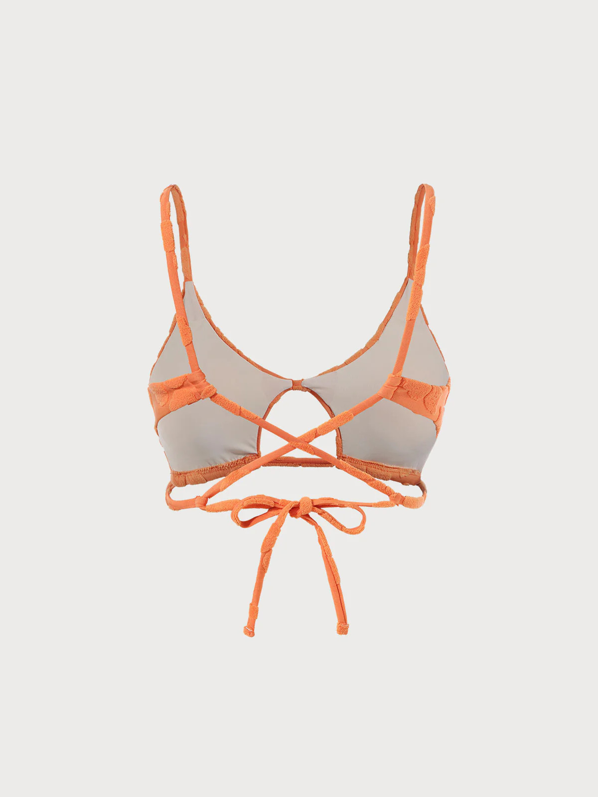 Orange Floral Jacquard Cut Out Bikini Top & Reviews - Orange - Sustainable Bikinis | BERLOOK | BERLOOK