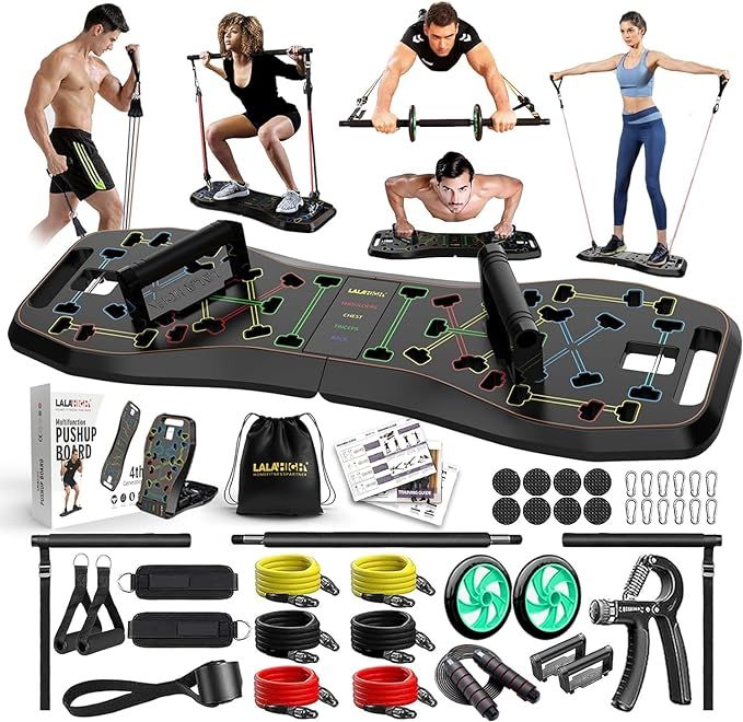 LALAHIGH Portable Home Gym System: Large Compact Push Up Board, Pilates Bar & 20 Fitness Accessor... | Amazon (US)