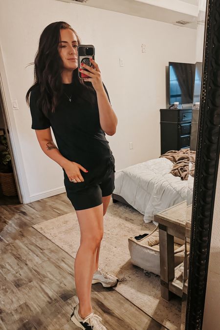 Happy Tuesday friends! Felt lazy this morning but stilled rallied and got ready for the day. Loving this black tee and shorts from Calia. Runs tts. 

#calia #springoutfit #momoutfit #ootd #casual #tee #shorts #sneakers #amazon #target

#LTKSeasonal #LTKfamily #LTKActive