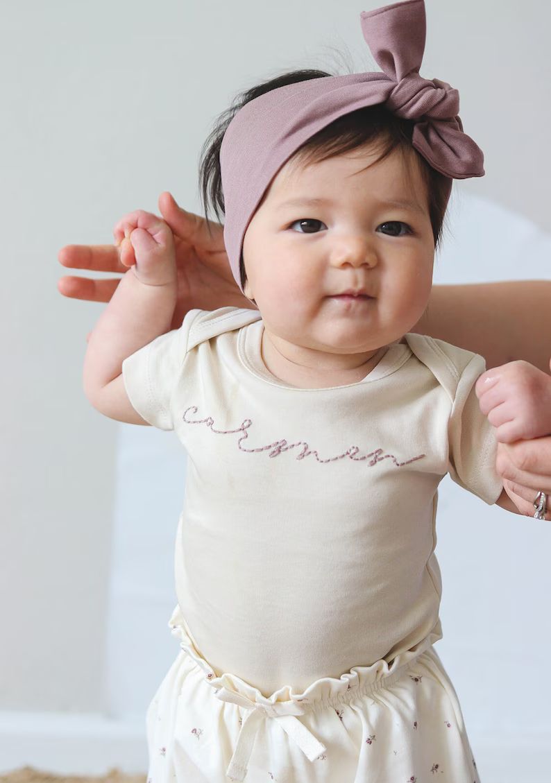 Custom Hand-embroidered Bodysuit/ Personalized Baby Gift - Etsy | Etsy (US)