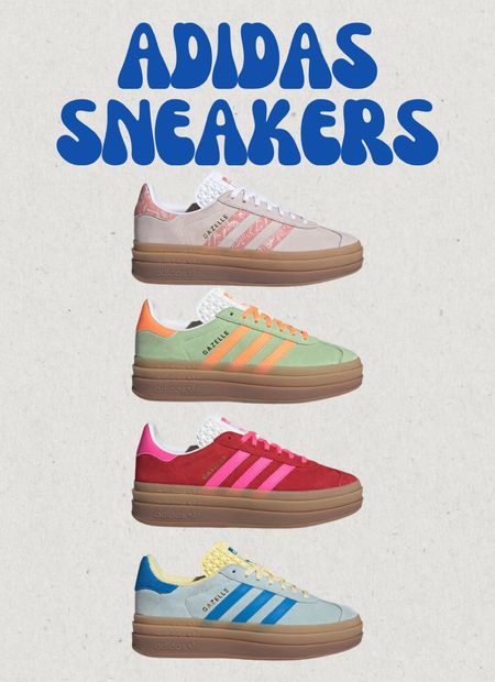 Adidas sneakers! 

Gazelle sneakers 
Bright sneakers
Red sneakers 
Summer sneakers 
Platform sneakers 
Blue sneakers 
Casual shoes
Adidas gazelle 

#LTKstyletip #LTKshoecrush #LTKSeasonal