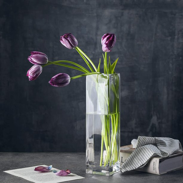 Mini Clear Glass Tall Square Block Vase Set of 6 (1.5X5inch) | Walmart (US)