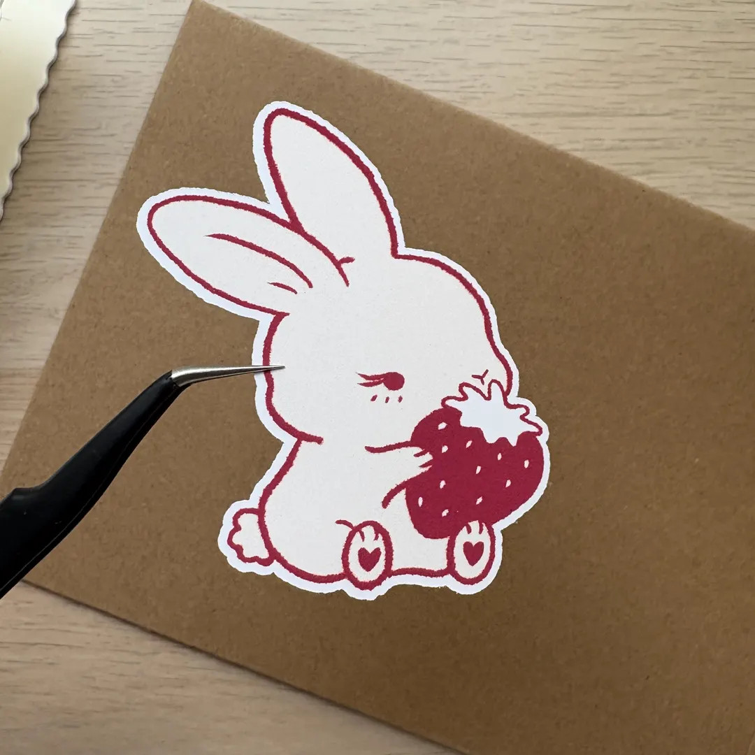 Strawberry Bunny Vinyl Sticker Cute Sticker, Stationery, Strawberries, Journal, Planners, Bujo, B... | Etsy (US)