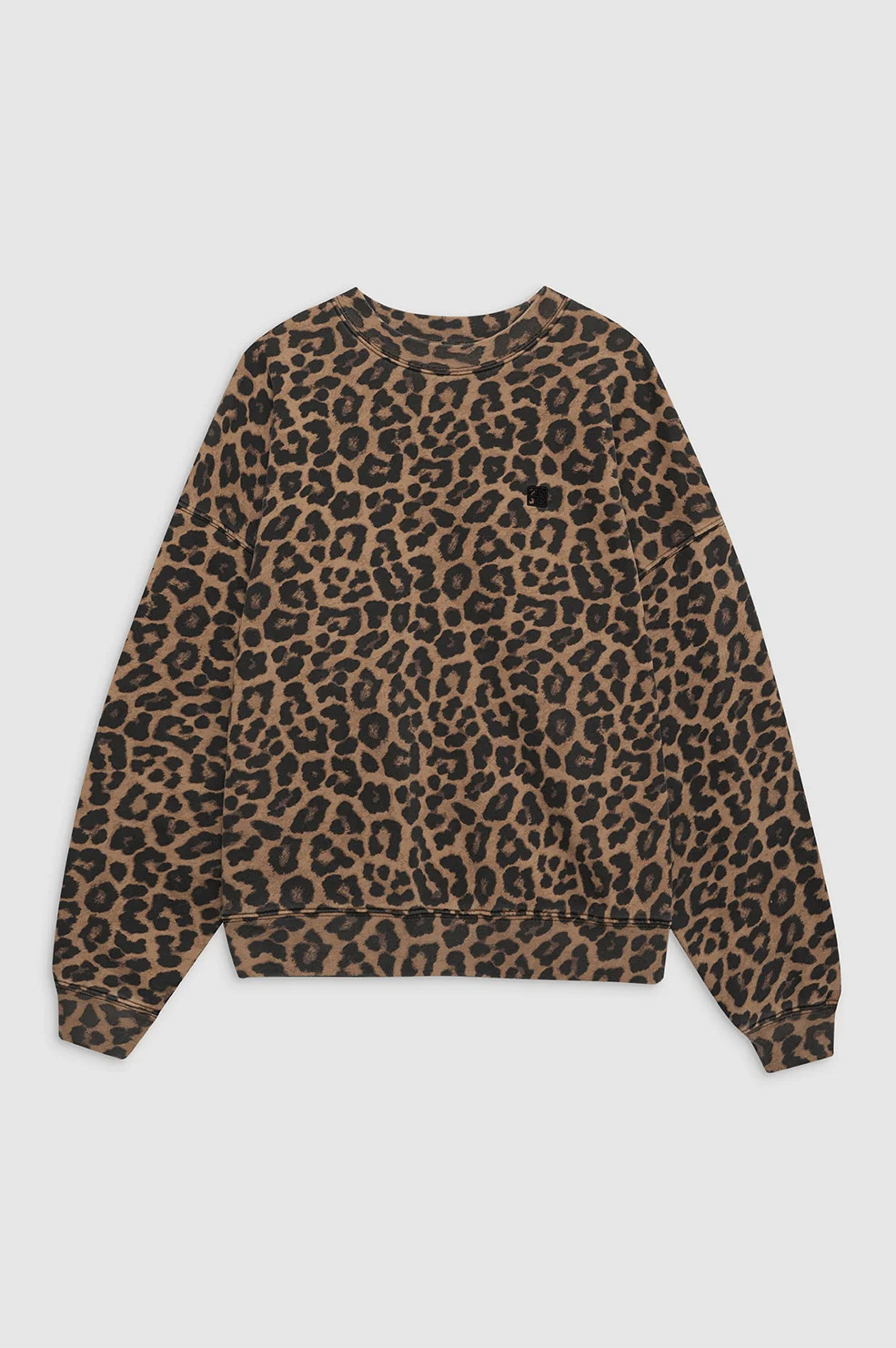 Miles Sweatshirt - Black And Brown Leopard | Anine Bing