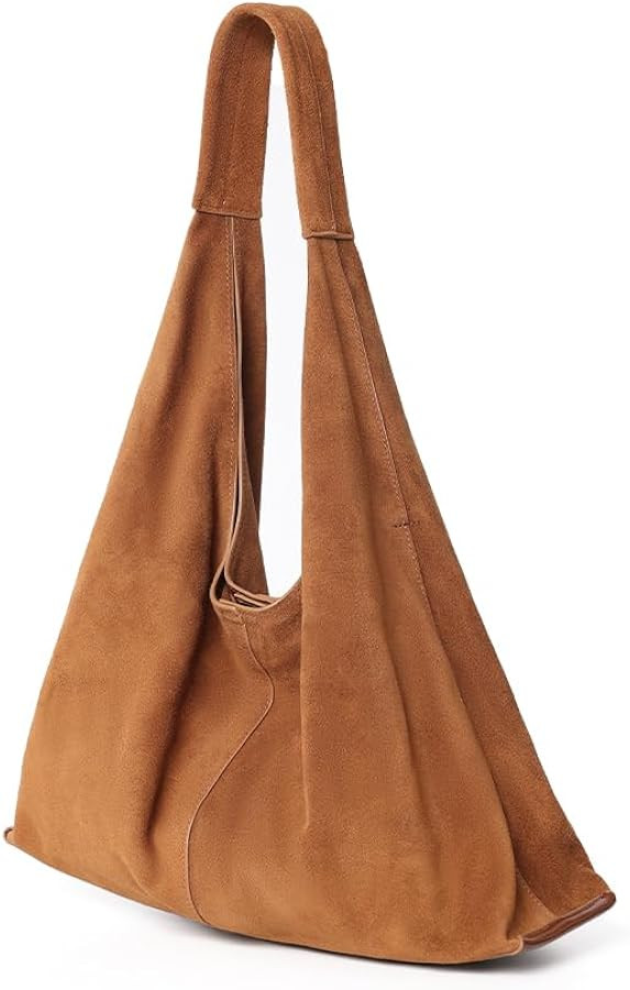 VAKAER Genuine Suede Leather Hobo Bag for Women, Slouchy Oversized Crescent Shoulder Tote Purse w... | Amazon (US)