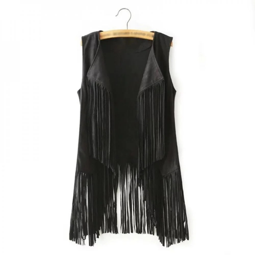 Promotion! Fringe Vest Women Leather Suede Vest Tassels Vintage Winter Western Country Cowgirl Ve... | Walmart (US)