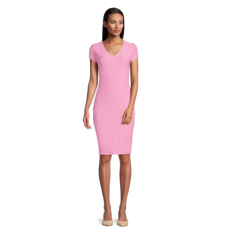 No Boundaries Juniors V-Neck Knit Dress | Walmart (US)