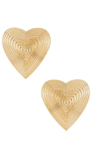 Heart Ridged Earrings in Gold | Revolve Clothing (Global)