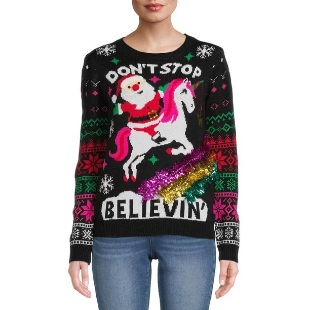 No Boundaries Juniors’ Christmas Sweater - Walmart.com | Walmart (US)