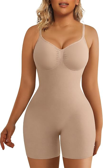 SHAPERX Shapewear for Women Tummy Control Bodysuit Mid Thigh Body Shaper Shorts for a Lifted Look | Amazon (US)