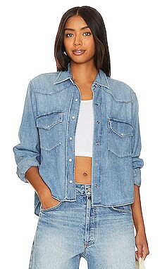 Citizens of Humanity Cropped Western Shirt in Carolina Blue from Revolve.com | Revolve Clothing (Global)