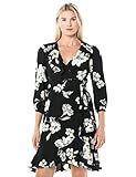 Donna Morgan Women's Stretch Crepe Floral Printed Wrap Dress, Black/Ivory, 6 | Amazon (US)