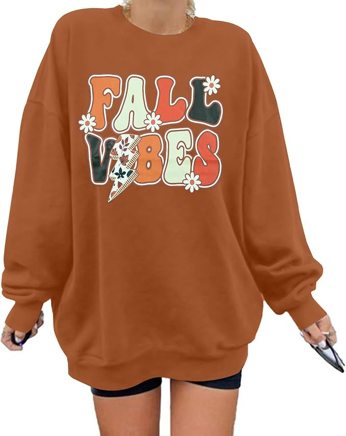 LUKYCILD Fall Sweatshirts for Women Oversized Fall Shirts Autumn Crewneck Pullover Funny Graphic ... | Amazon (US)