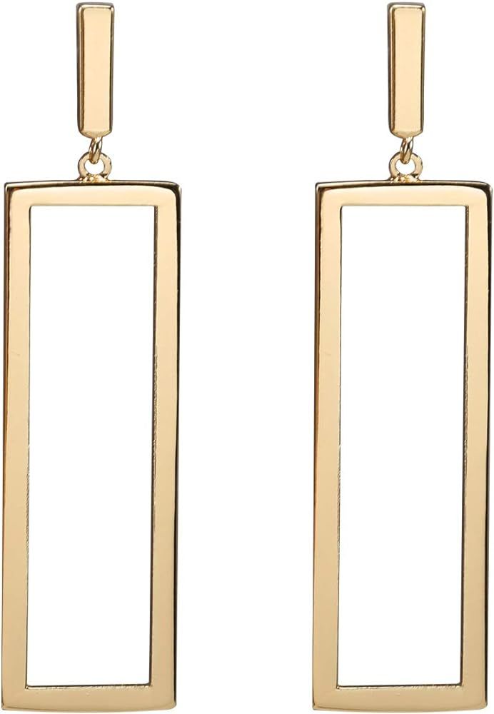 FAMARINE Gold Geometric Drop Earrings, Rectangle Dangle Earrings for Women Girls Costume Jewelry | Amazon (US)