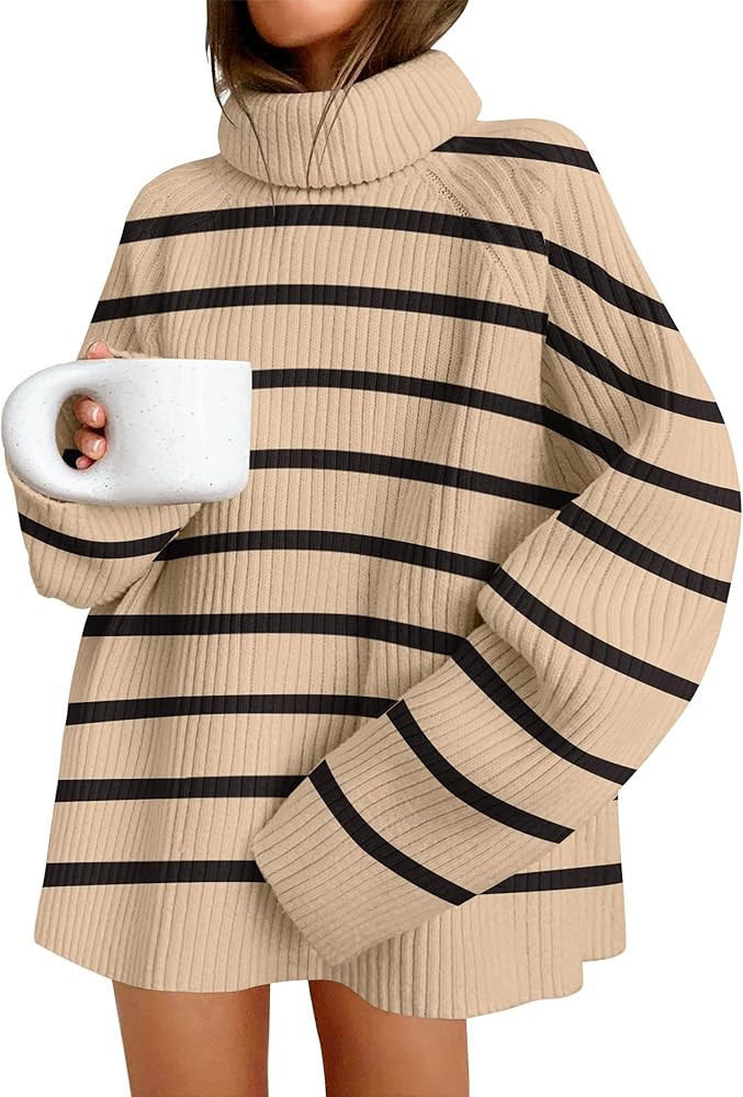 ZESICA Women's 2026 Fall Winter Sweaters Oversized Turtleneck Long Sleeve Chunky Knitted Pullover... | Amazon (US)