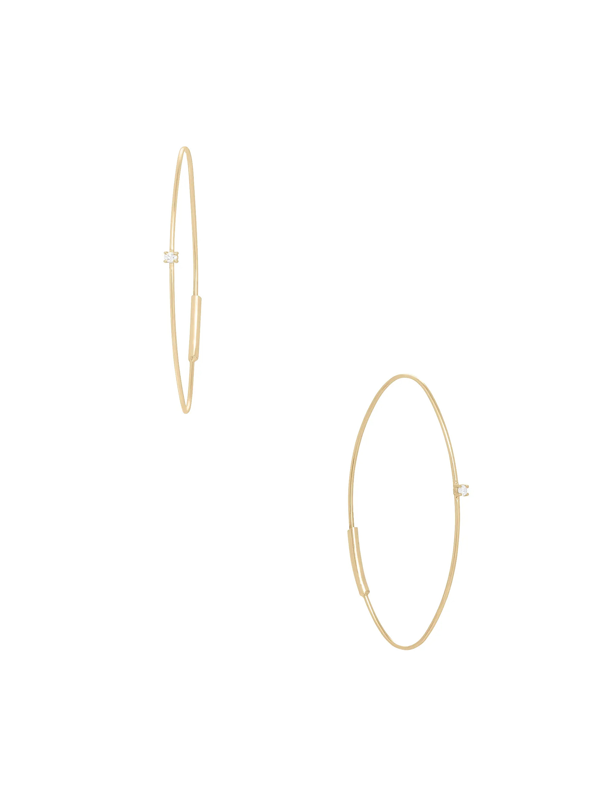 Lana 14K Yellow Gold &amp; Diamond Small Wire Oval Magic Hoop Earrings | Saks Fifth Avenue | Saks Fifth Avenue
