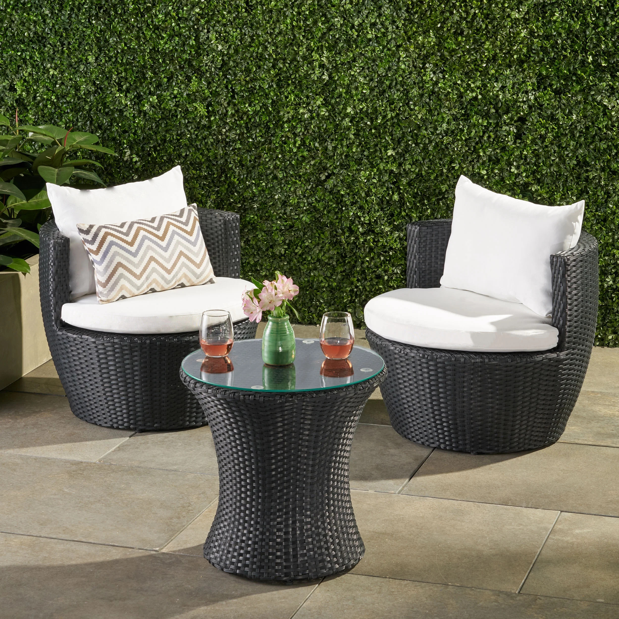 Noble House Maui 3-piece Chat Set, Black - Walmart.com | Walmart (US)