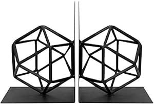 Agirlgle Bookends Decorative Book Ends Metal Black Heavy Duty Bookend Modern Geometric Design Boo... | Amazon (US)