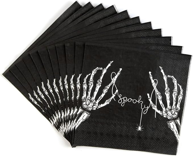 Quera 50 Pcs Skeleton Hands Paper Napkins - Halloween Party Supplies, Spooky Cocktail Napkins Per... | Amazon (US)