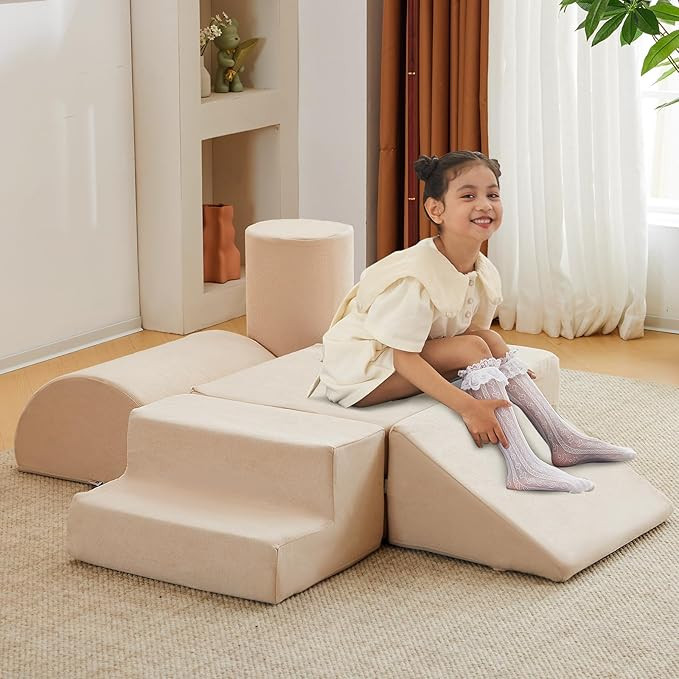 jela Foam Blocks 6Pcs Soft Play Equipment Luxury Miss Fabric, Toddler Climbing Toys Indoor Soft P... | Amazon (US)