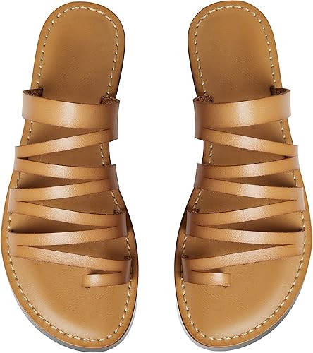 Lovee Cosee Women's Gladiator Strappy Flat Slide Sandals Toe Ring Flip Flop Open Toe Casual Summe... | Amazon (US)