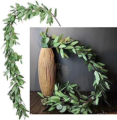 DearHouse 5.5Ft Seeded Eucalyptus Garland, Artificial Vines Faux Eucalyptus Leaves Table Garland ... | Amazon (US)