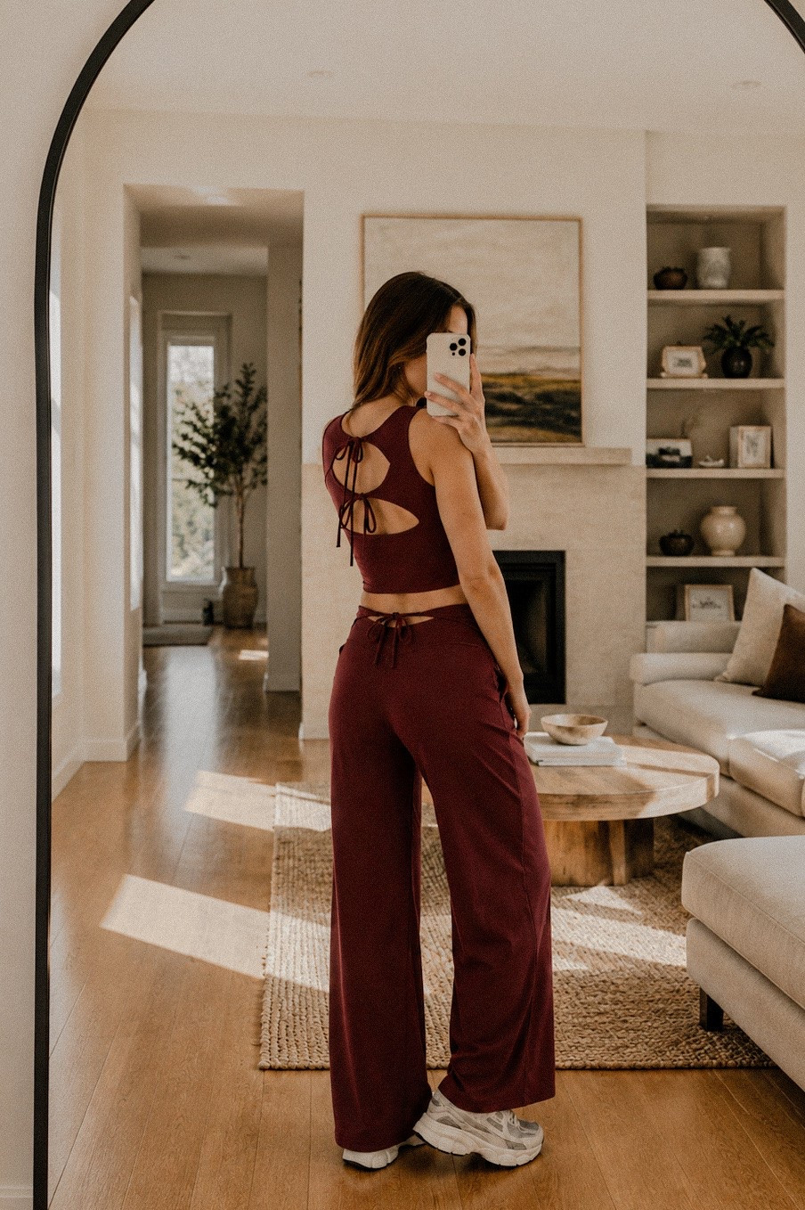 Comfy enough to lounge in, cute enough to wear out. ❤️ This Aerie set is the perfect mix of sporty and effortless. The open-back top is such a fun detail, and the wide-leg pants are buttery soft and incredibly flattering. Just add your favorite sneakers and you’re ready for coffee runs, travel days, or weekend errands. Bonus: it looks just as good from the back as it does from the front. Everything is linked in my LTK! ✨

#LTKootd #LTKActive #LTKSeasonal