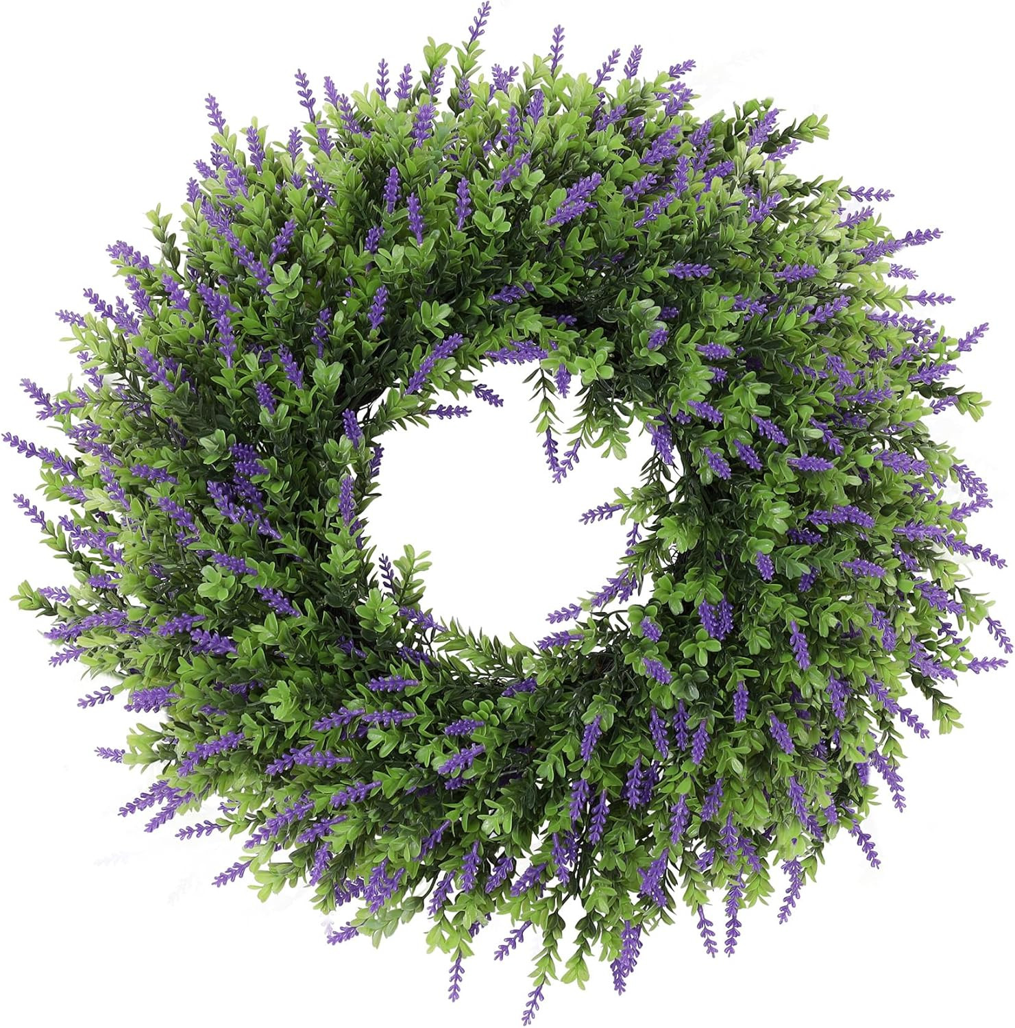 Amazon.com: FPROOM 24Inch Boxwood Wreaths for Front Door,Artificial Boxwood Leaves with Lavender ... | Amazon (US)