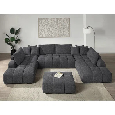 Chosen Gray Chenille Modular Sectional Sofa with 2 Chaises, Ottoman, and Toss Pillows for Modern Comfort | Wayfair North America