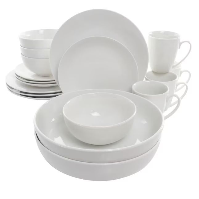 Elama 18-Piece White Porcelain Dinnerware | Lowe's