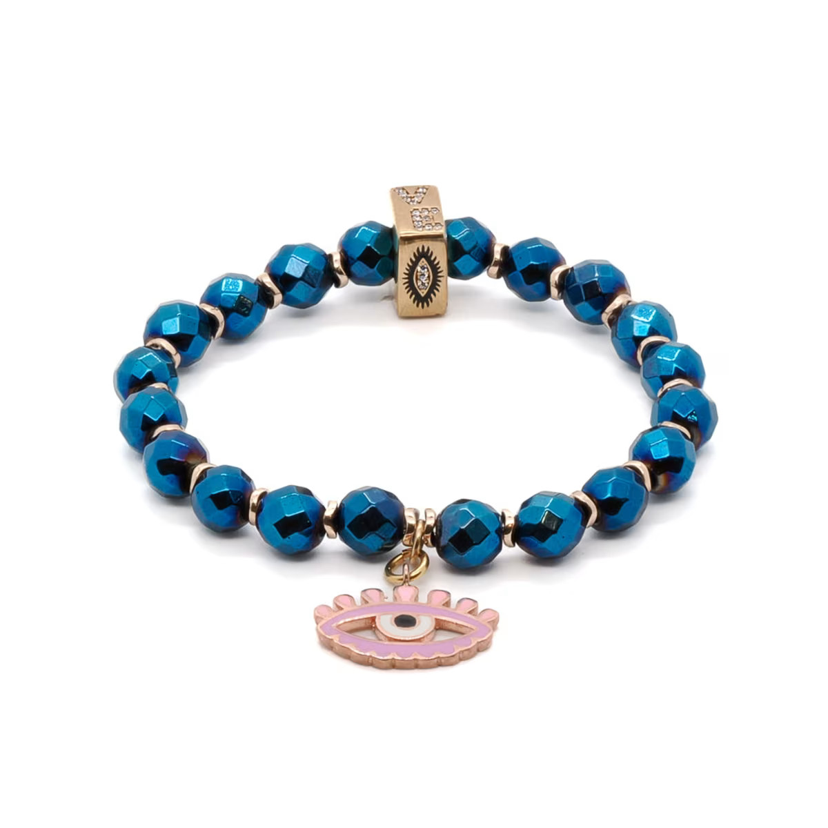 Artemis Blue Hematite Beaded Bracelet | Wolf & Badger (US)