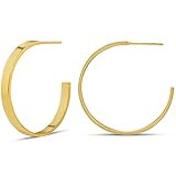 Amazon Essentials 14K Gold Plated Square Edge Hoop 30mm, Yellow Gold | Amazon (US)