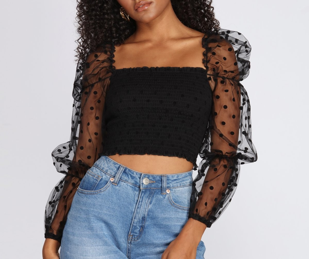 Pretty In Polka Dot Smocked Top | Windsor Stores